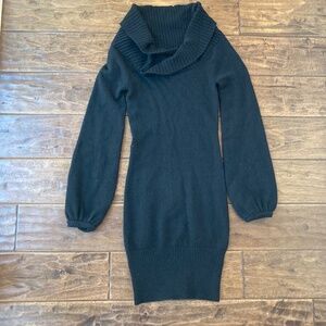 Bebe Mini Sweater Dress Women XS Black Knit Balloon Sleeve Casual Bodycon NWT